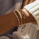 Lena Gold Tennis Bracelet Stack in 18k gold plated stainless steel