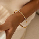 Juna Gold Bangle with Cubic Zirconia, view 6