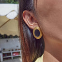 Kalina Gold Enamel Statement Earrings, view 4