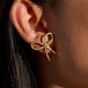 Jessamy Gold Bow Earrings, view 2