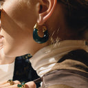 Marlowe Chunky Enamel Gold Hoop Earrings, view 5
