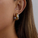 Viola Double Curve Gold Hoop Earrings, view 5