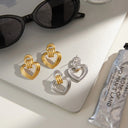 Alba Gold Heart Drop Earrings, view 8