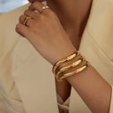 Nalani Triple Layer Gold Bangle, view 5