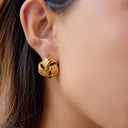 Elowen Chunky Gold Knot Earrings, view 7