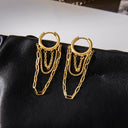 Winona Gold Hoop Earrings with Link Chain, view 9
