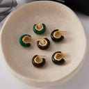 Aria Chunky Enamel Gold Hoop Earrings, view 11