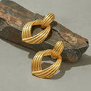 Dara Gold Knot Statement Earrings, view 5