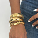 Violet Chunky Gold Bangle Set in 18k gold plated stainless steel