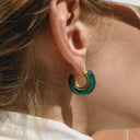 Aria Chunky Enamel Gold Hoop Earrings, view 5