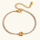 Bubble Letter Gold Tennis Bracelet, view 18