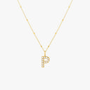 Mina Mother of Pearl Initial Necklace, view 25