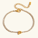 Bubble Letter Gold Tennis Bracelet, view 19
