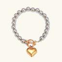 Odalie Two-Tone Heart Bracelet in gold and silver tone stainless steel