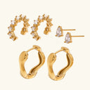 Flora Gold Earrings Set of Three, view 2