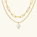 Esmee Freshwater Pearl Layered Necklace in 18k gold plated stainless steel
