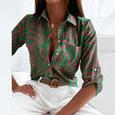 Cressida printed button-up blouse with collar and relaxed fit, view 20