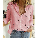 Darla linen blouse with half sleeves and button placket, view 10