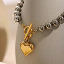 Odalie Two-Tone Heart Bracelet, view 6