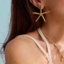 Dalia Gold Starfish Earrings, view 7
