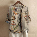 Fiorella vintage floral print blouse with round neck and short sleeves, view 14
