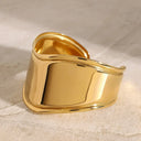 Cosima Wide Smooth Gold Cuff Bangle, view 3