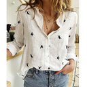 Darla linen blouse with half sleeves and button placket, view 14