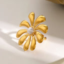 Ulla Gold Pearl Flower Ring, view 3