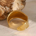 Cosima Wide Smooth Gold Cuff Bangle, view 4