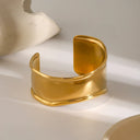 Delfina Smooth Gold Cuff Bangle, view 4