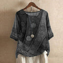Fiorella vintage floral print blouse with round neck and short sleeves, view 5