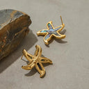Vada Gold Starfish Earrings, view 7