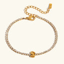 Bubble Letter Gold Tennis Bracelet, view 22