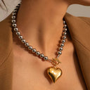 Odalie Two-Tone Heart Necklace, view 3