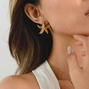 Vada Gold Starfish Earrings, view 2