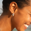 Maia Mini Mother-of-Pearl Huggie Hoop Earrings, view 4