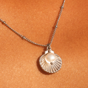 Marlowe Seashell Pendant Necklace with Freshwater Pearl, view 5