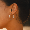 Nia Thin Lightweight Hoop Earrings, view 3
