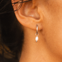 Perrine Freshwater Pearl Huggie Hoop Earrings, view 3