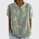 Ellery floral linen blouse with flat collar and front patch pockets, view 13