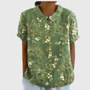 Ellery floral linen blouse with flat collar and front patch pockets, view 14