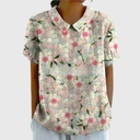 Ellery floral linen blouse with flat collar and front patch pockets, view 5