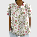 Ellery floral linen blouse with flat collar and front patch pockets, view 6