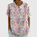 Ellery floral linen blouse with flat collar and front patch pockets, view 10