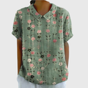 Ellery floral linen blouse with flat collar and front patch pockets, view 11