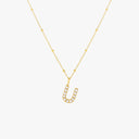 Mina Mother of Pearl Initial Necklace, view 30