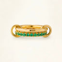 Keira Gold Stacked Ring with Green Stones in 18k gold plated stainless steel