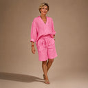 Nell linen blend two-piece shorts set with relaxed shirt, view 3