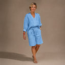 Nell linen blend two-piece shorts set with relaxed shirt, view 4