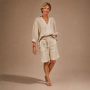 Nell linen blend two-piece shorts set with relaxed shirt, view 5